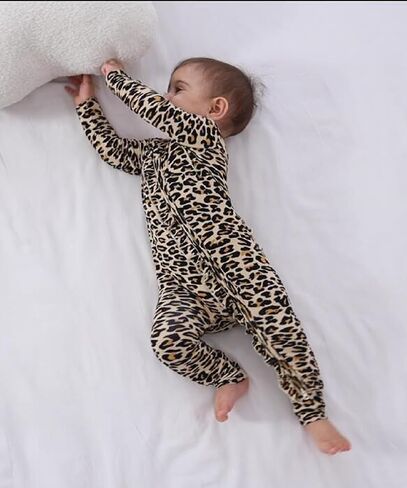 GUISBY Rayon Baby Long Sleeve Footless Rompers, 2 Way Zipper with Ruffle Sleepers 0-24 Months in Saudi Arabia