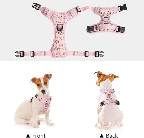 Timos Dog Harness, No Pull Large Sized with 3 Buckles, Flower Orange, L in Saudi Arabia