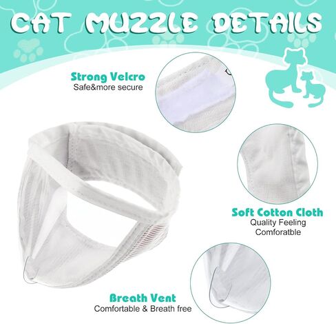 Hillban Cat Muzzle for Grooming with 4 Silicone Boots Breathable Transparent Cat Face Guard Silicone Cat Claw Covers Anti Scratch Cat Booties to Prevent Scratching Biting Bathing Trimming (Small) in Kuwait