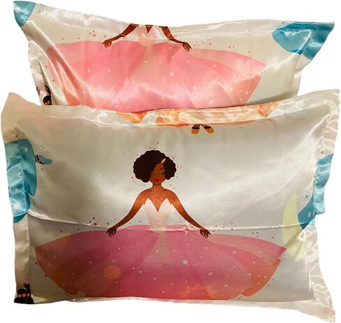Beddings Place Satin Pillow Case to retain Hair Moisture (Ballerina - Set of 2 Toddler Size Pillow case 13 x 18 inches) in Kuwait
