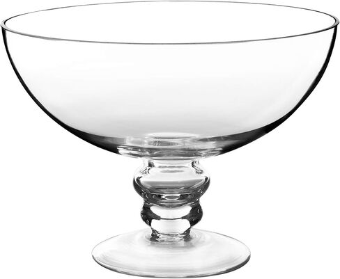 CYS EXCEL Glass Decorative Footed Bowl (H:6" D:8") | Fruit Display Bowl | Terrarium Bowl | Compote Vase Kitchen Table Centerpiece | Footed Pedestal Bowl in Kuwait