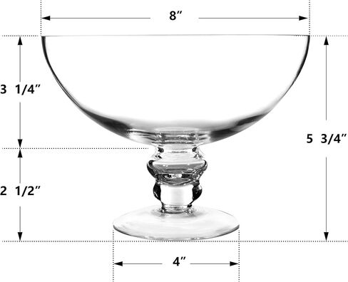 CYS EXCEL Glass Decorative Footed Bowl (H:6" D:8") | Fruit Display Bowl | Terrarium Bowl | Compote Vase Kitchen Table Centerpiece | Footed Pedestal Bowl in Kuwait
