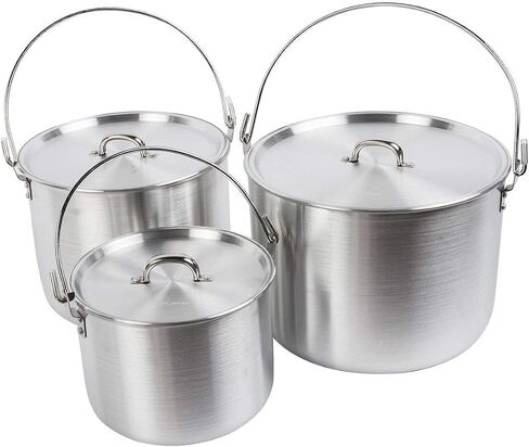 AceCamp Nested Pot Aluminum Lightweight Cooking Pot Set Outdoor Large Stock with lid and folding handle - 4L,8L,12L in Kuwait