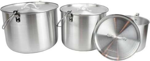 AceCamp Nested Pot Aluminum Lightweight Cooking Pot Set Outdoor Large Stock with lid and folding handle - 4L,8L,12L in Kuwait