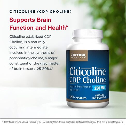 Jarrow Formulas Citicoline (CDP Choline) 250 mg - 120 Capsules, Pack of 2 - Supports Brain Health & Attention Performance - Up to 240 Total Servings in Saudi Arabia