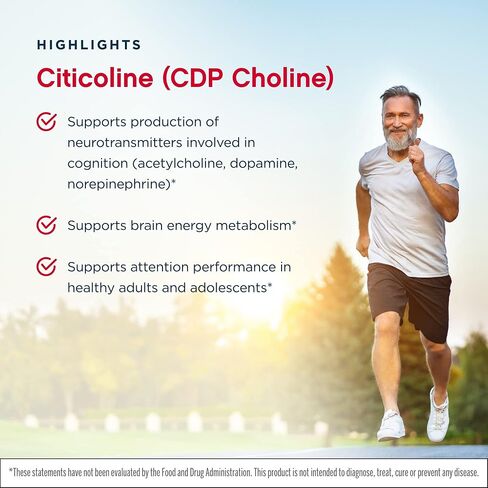 Jarrow Formulas Citicoline (CDP Choline) 250 mg - 120 Capsules, Pack of 2 - Supports Brain Health & Attention Performance - Up to 240 Total Servings in Saudi Arabia