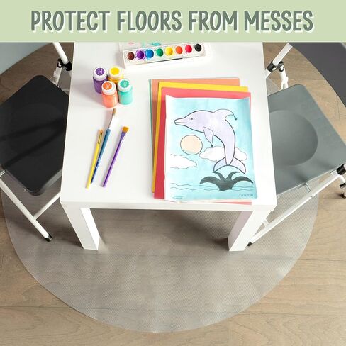 S&T INC. حصيرة للطفل مقاومة للماء وجبة الطعام وقت الفوضى - قطرها 42 بوصة - بلاستيك شفاف in Kuwait