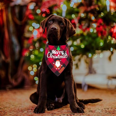 ADOGGYGO 2 Pack Dog Bandana Christmas Classic Plaid Pet Scarf Triangle Bibs Kerchief Merry Christmas Santa Snowman Print Pet Bandana for Medium Large Dogs Pets (Christmas-1, Large) in Saudi Arabia