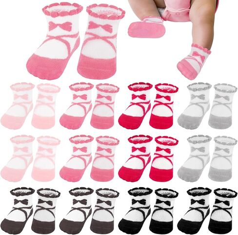 12 Pairs Preemie Socks Baby Girls Boys Premature Ruffle Socks Preemie Turn Cuff Cotton Socks Hospital NICU for Newborn (Ballet Style) in Saudi Arabia