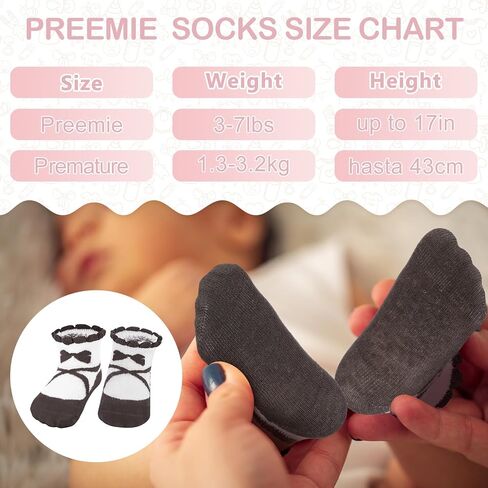 12 Pairs Preemie Socks Baby Girls Boys Premature Ruffle Socks Preemie Turn Cuff Cotton Socks Hospital NICU for Newborn (Ballet Style) in Saudi Arabia