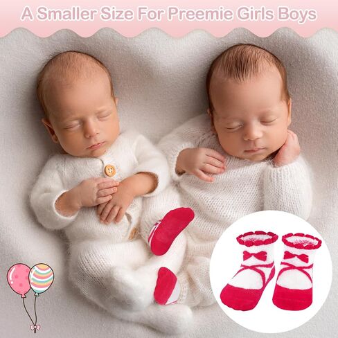 12 Pairs Preemie Socks Baby Girls Boys Premature Ruffle Socks Preemie Turn Cuff Cotton Socks Hospital NICU for Newborn (Ballet Style) in Saudi Arabia