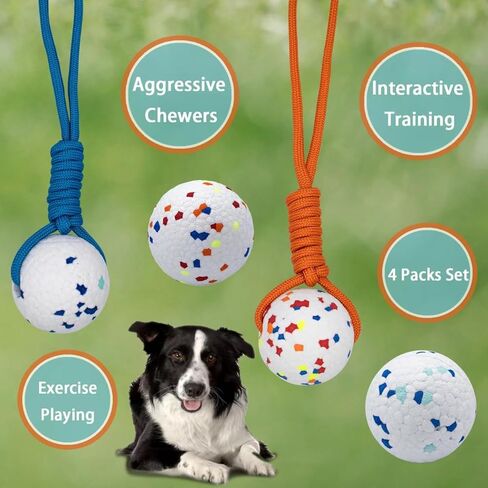 4 عبوات من كرات الكلاب من GOULIKFUL، كرات تنس غير قابلة للتدمير، ألعاب حربية للرمي في الأماكن المغلقة والهواء الطلق للمضغ العدواني، لعبة مائية متينة، كرات جلب للكلاب الكبيرة والمتوسطة والصغيرة in Kuwait