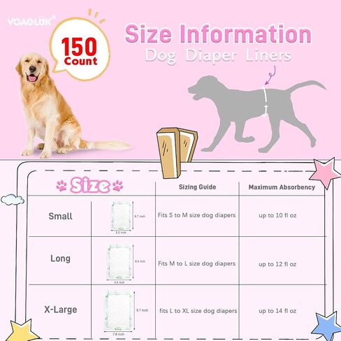 Dog Diaper Liners for Male and Female Dogs, 100ct, Super Absorbent Disposable Dog Diapers Booster Pads fit Most Pet Belly Bands and Wraps (X-Large) in Saudi Arabia