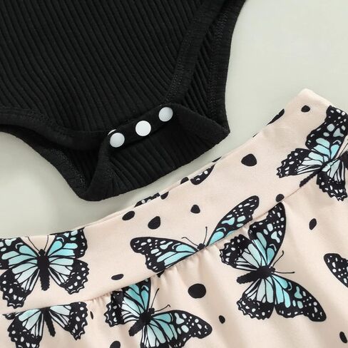 Sejardin Newborn Baby Girl Summer Clothes Letter Print Ruffle Sleeveless Ribbed Romper and Floral Shorts Infant Outfit in Kuwait