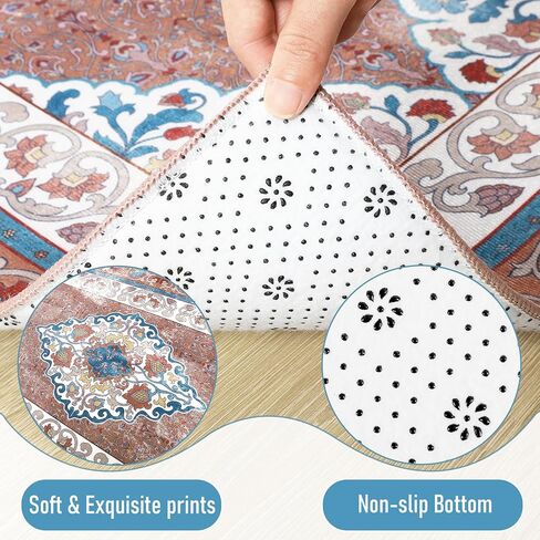 Chicrug 2x6 Runner Rug for Bedroom, Carpet Runner Floor Rugs for Hallway, Soft Entryway Vintage Distressed Floral Medallion Runner Rug for Kitchen Bedside Laundry Room, Grey in Kuwait