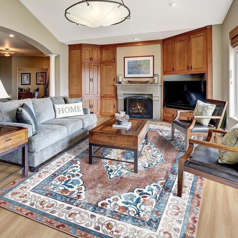 Chicrug 2x6 Runner Rug for Bedroom, Carpet Runner Floor Rugs for Hallway, Soft Entryway Vintage Distressed Floral Medallion Runner Rug for Kitchen Bedside Laundry Room, Grey in Kuwait