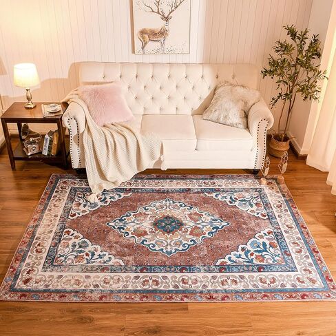 Chicrug 2x6 Runner Rug for Bedroom, Carpet Runner Floor Rugs for Hallway, Soft Entryway Vintage Distressed Floral Medallion Runner Rug for Kitchen Bedside Laundry Room, Grey in Kuwait