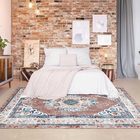 Chicrug 2x6 Runner Rug for Bedroom, Carpet Runner Floor Rugs for Hallway, Soft Entryway Vintage Distressed Floral Medallion Runner Rug for Kitchen Bedside Laundry Room, Grey in Kuwait