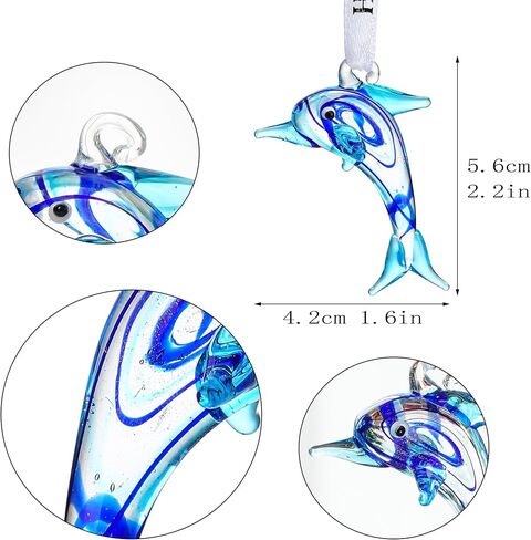 2PCS Blown Glass Seahorse Ornaments,Art Glass Mini Ocean Animals Decorative Hanging Ornaments for Christmas Tree,Beach Party in Kuwait