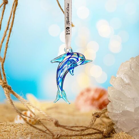 2PCS Blown Glass Seahorse Ornaments,Art Glass Mini Ocean Animals Decorative Hanging Ornaments for Christmas Tree,Beach Party in Kuwait