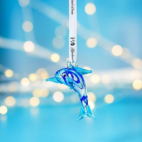 2PCS Blown Glass Seahorse Ornaments,Art Glass Mini Ocean Animals Decorative Hanging Ornaments for Christmas Tree,Beach Party in Kuwait