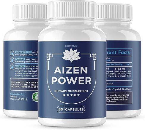 Trimedix (5 عبوات) تركيبة Aizen Power المتقدمة، كبسولات Aizen Power الطبيعية بالكامل، Aizen Power مصنوعة في الولايات المتحدة الأمريكية، لمدة 150 يومًا. in Kuwait