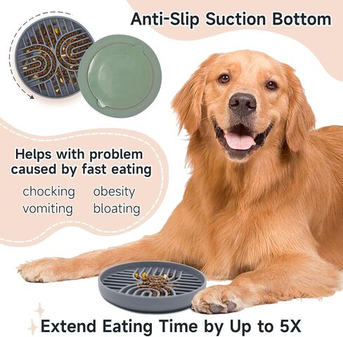 [Stop Vomiting Now] Pet Slow Feeder Bowls for Dogs Small and Medium Breeds, Cat Puzzle Toy Whisker Stress Free, Anti Slip Suction Dog Bowl, Fun Puzzle Feeding Bowls for Dog, Mooipur Salmon Pink in Kuwait