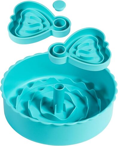 وعاء تغذية الكلب البطيء من ستيد، أوعية طعام الكلاب اللغز، إبطاء تناول الطعام للكلاب المتوسطة الصغيرة، أطباق الكلاب للأكل السريع، وعاء متاهة الكلب البطيء، أزرق أبيض in Kuwait