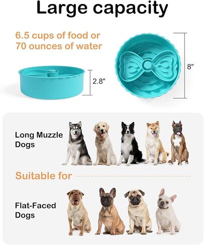 وعاء تغذية الكلب البطيء من ستيد، أوعية طعام الكلاب اللغز، إبطاء تناول الطعام للكلاب المتوسطة الصغيرة، أطباق الكلاب للأكل السريع، وعاء متاهة الكلب البطيء، أزرق أبيض in Kuwait
