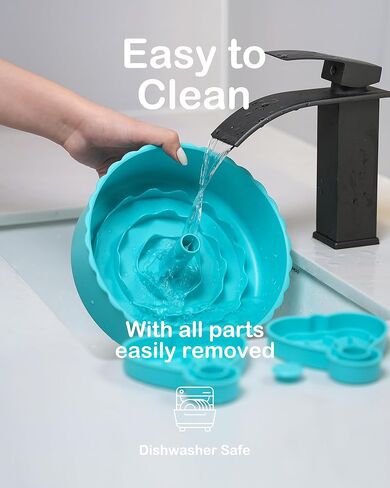 وعاء تغذية الكلب البطيء من ستيد، أوعية طعام الكلاب اللغز، إبطاء تناول الطعام للكلاب المتوسطة الصغيرة، أطباق الكلاب للأكل السريع، وعاء متاهة الكلب البطيء، أزرق أبيض in Kuwait