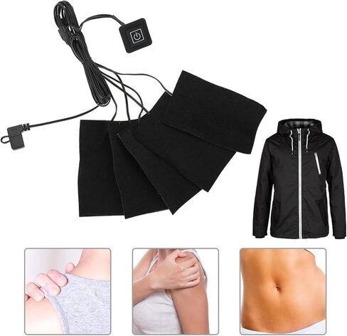 Electric Heating Pad, Clothes Heating Pad with 5pcs Heating Element, USB Electric Heated Pad Adjustable Temperature Warmer for Outdoor Winter Clothes Seat Pet Dogs and Cats Warmer in Saudi Arabia