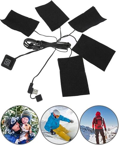 Electric Heating Pad, Clothes Heating Pad with 5pcs Heating Element, USB Electric Heated Pad Adjustable Temperature Warmer for Outdoor Winter Clothes Seat Pet Dogs and Cats Warmer in Saudi Arabia