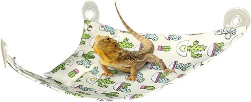 SETHOUS Reptile Bearded Dragon Hammock Swing Hanging Pet Bed Lounger Ladder Hammock with Pillow Hooks and Suction for Lizard Leopard Gecko in Kuwait