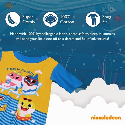Nickelodeon Boys' Paw Patrol | Baby Shark | Blue's Clues & You 4-Piece Snug-fit Cotton Pajamas Set in Saudi Arabia