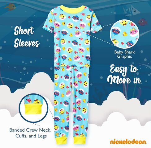 Nickelodeon Boys' Paw Patrol | Baby Shark | Blue's Clues & You 4-Piece Snug-fit Cotton Pajamas Set in Saudi Arabia