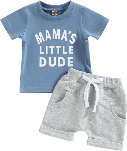 BemeyourBBs Toddler Baby Boy Clothes Graphic T Shirt Shorts Set Outfit | Toddler Baby Boy Outfit for Summer Spring , Short Sleeve Shirt and Shorts Set, for Daily, Photoshoot, Holiday, Beach, Gifts in Saudi Arabia