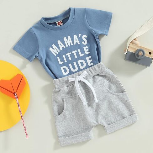 BemeyourBBs Toddler Baby Boy Clothes Graphic T Shirt Shorts Set Outfit | Toddler Baby Boy Outfit for Summer Spring , Short Sleeve Shirt and Shorts Set, for Daily, Photoshoot, Holiday, Beach, Gifts in Saudi Arabia