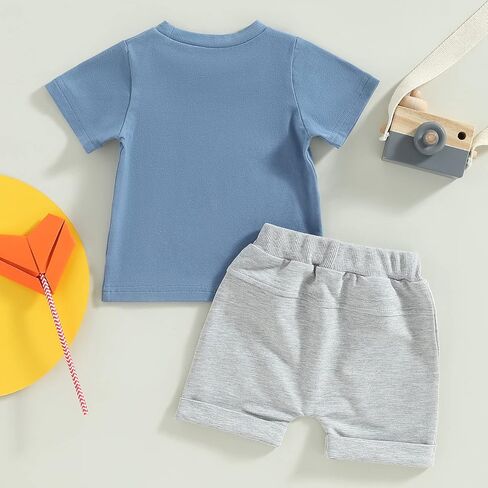 BemeyourBBs Toddler Baby Boy Clothes Graphic T Shirt Shorts Set Outfit | Toddler Baby Boy Outfit for Summer Spring , Short Sleeve Shirt and Shorts Set, for Daily, Photoshoot, Holiday, Beach, Gifts in Saudi Arabia