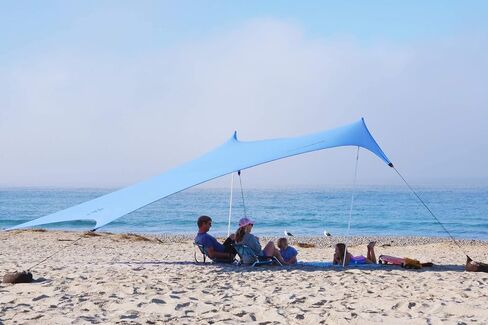 Neso Gigante Portable Beach Tent Sun Shelter - Lightweight Beach Shade Canopy - Easy Setup for Family Outings - Patented Reinforced Corners - UPF 50+ Sun Protection - 8ft Tall, 11 x 11ft - Rainbow in Kuwait