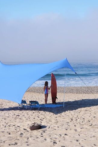 Neso Gigante Portable Beach Tent Sun Shelter - Lightweight Beach Shade Canopy - Easy Setup for Family Outings - Patented Reinforced Corners - UPF 50+ Sun Protection - 8ft Tall, 11 x 11ft - Rainbow in Kuwait