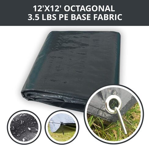 Alvantor Heavy Duty Tarp Waterproof 6'-10'-12'-15' Tarpaulin Ground Trailer with Rust Grommet Weather Resistant Cover Outdoor Camping 10 Mil Thick PE Floor Lightweight Mat in Kuwait