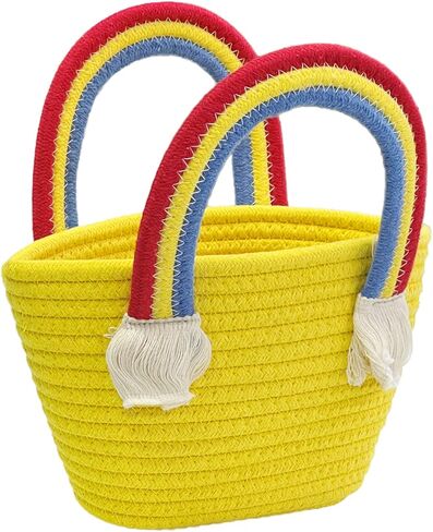 سلة صغيرة منسوجة، سلال ألعاب الحبال لتخزين سلة هدايا الأطفال، سلة هدايا للقطط والكلاب، سلة 30.48 سم × 20.32 سم × 12.7 سم (أسود) in Kuwait