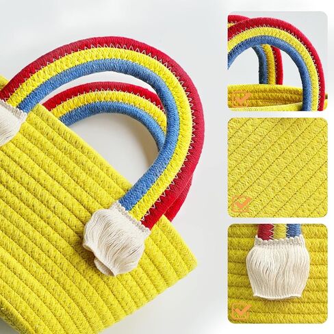 سلة صغيرة منسوجة، سلال ألعاب الحبال لتخزين سلة هدايا الأطفال، سلة هدايا للقطط والكلاب، سلة 30.48 سم × 20.32 سم × 12.7 سم (أسود) in Kuwait