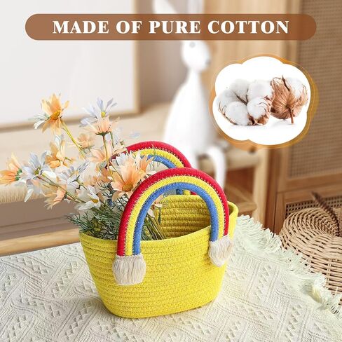 سلة صغيرة منسوجة، سلال ألعاب الحبال لتخزين سلة هدايا الأطفال، سلة هدايا للقطط والكلاب، سلة 30.48 سم × 20.32 سم × 12.7 سم (أسود) in Kuwait