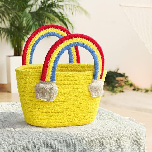 سلة صغيرة منسوجة، سلال ألعاب الحبال لتخزين سلة هدايا الأطفال، سلة هدايا للقطط والكلاب، سلة 30.48 سم × 20.32 سم × 12.7 سم (أسود) in Kuwait