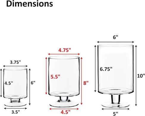 سي واي اس اكسيل مجموعة من 3 قطع من حوامل الشموع العمودية الزجاجية | برطمانات شموع قصيرة الجذع | مزهرية شموع اسطوانية زجاجية in Kuwait