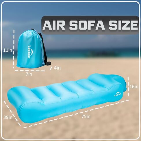 كرسي أريكة هوائي قابل للنفخ من Helasdvt، أريكة محمولة قابلة للنفخ مقاومة للماء، خفيفة الوزن وسهلة التركيب، أرجوحة هوائية، أريكة قابلة للنفخ للتخييم في الهواء الطلق، الشاطئ، المهرجانات، السفر (برتقالي، 3 * 6) in Kuwait