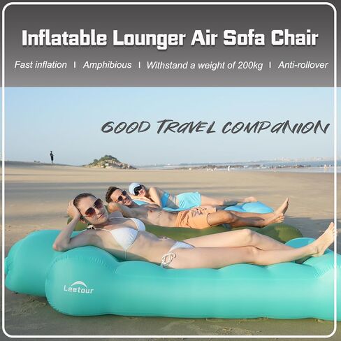 كرسي أريكة هوائي قابل للنفخ من Helasdvt، أريكة محمولة قابلة للنفخ مقاومة للماء، خفيفة الوزن وسهلة التركيب، أرجوحة هوائية، أريكة قابلة للنفخ للتخييم في الهواء الطلق، الشاطئ، المهرجانات، السفر (برتقالي، 3 * 6) in Kuwait