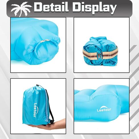 كرسي أريكة هوائي قابل للنفخ من Helasdvt، أريكة محمولة قابلة للنفخ مقاومة للماء، خفيفة الوزن وسهلة التركيب، أرجوحة هوائية، أريكة قابلة للنفخ للتخييم في الهواء الطلق، الشاطئ، المهرجانات، السفر (برتقالي، 3 * 6) in Kuwait