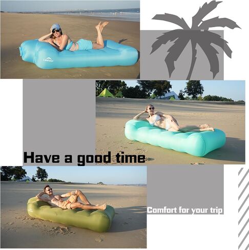 كرسي أريكة هوائي قابل للنفخ من Helasdvt، أريكة محمولة قابلة للنفخ مقاومة للماء، خفيفة الوزن وسهلة التركيب، أرجوحة هوائية، أريكة قابلة للنفخ للتخييم في الهواء الطلق، الشاطئ، المهرجانات، السفر (برتقالي، 3 * 6) in Kuwait